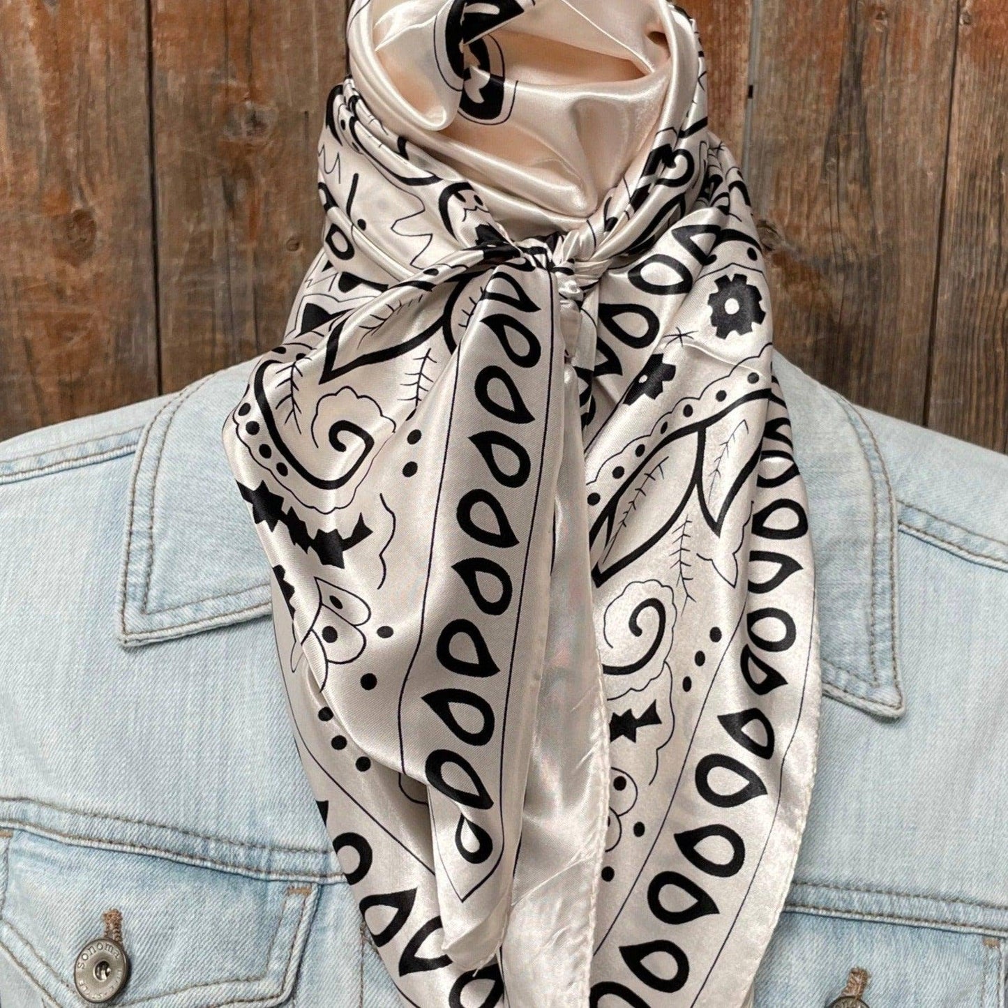 High Desert Cream & Black Paisley Wild Rag Scarf