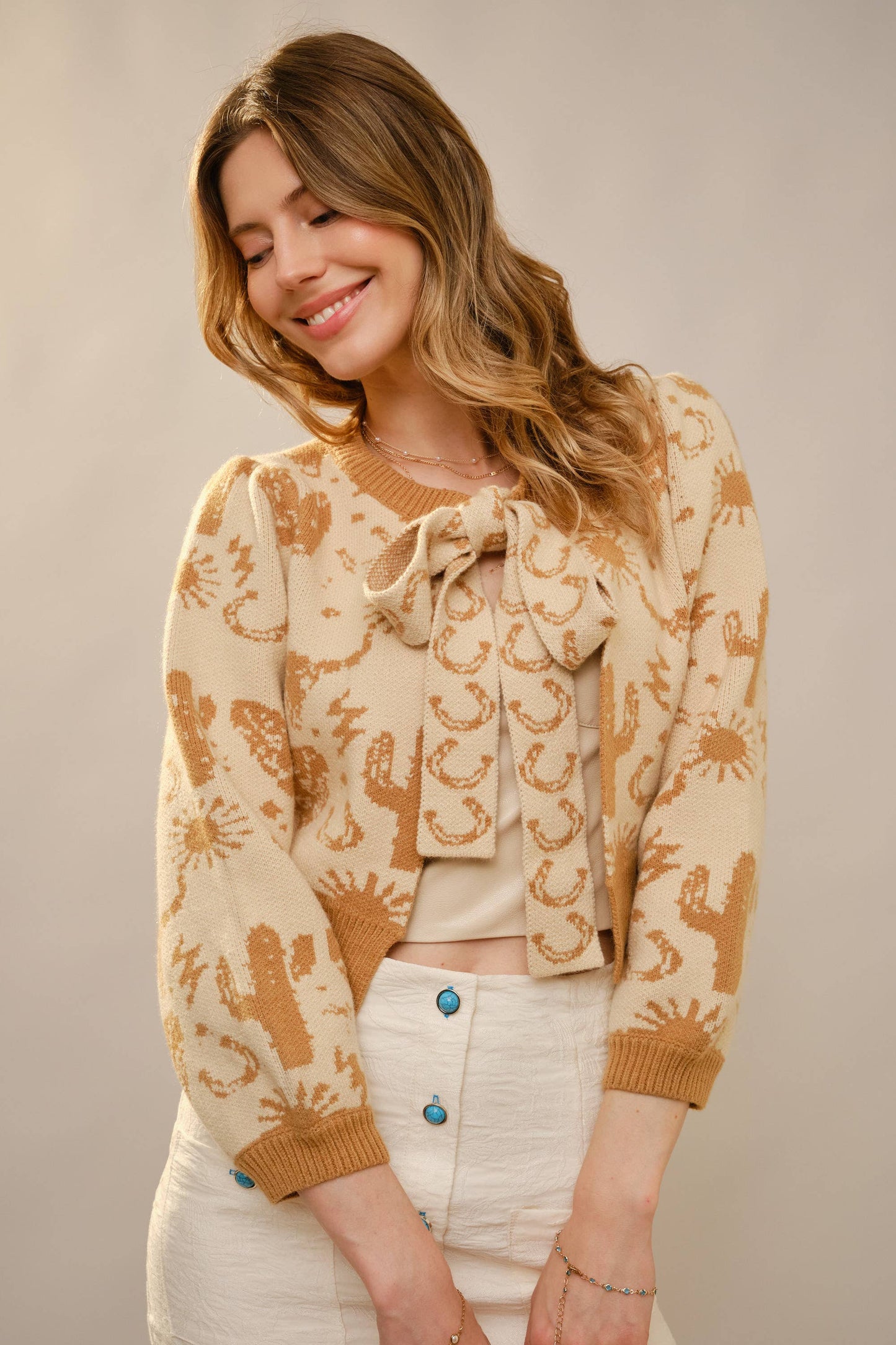 High Desert Tie-Front Western Knit Cardigan