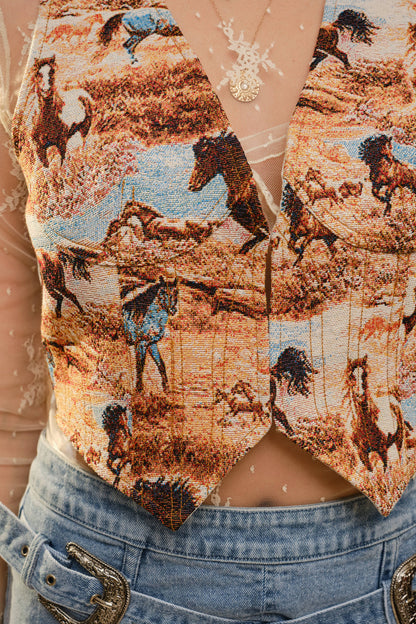Wild Horses Jacquard Vest