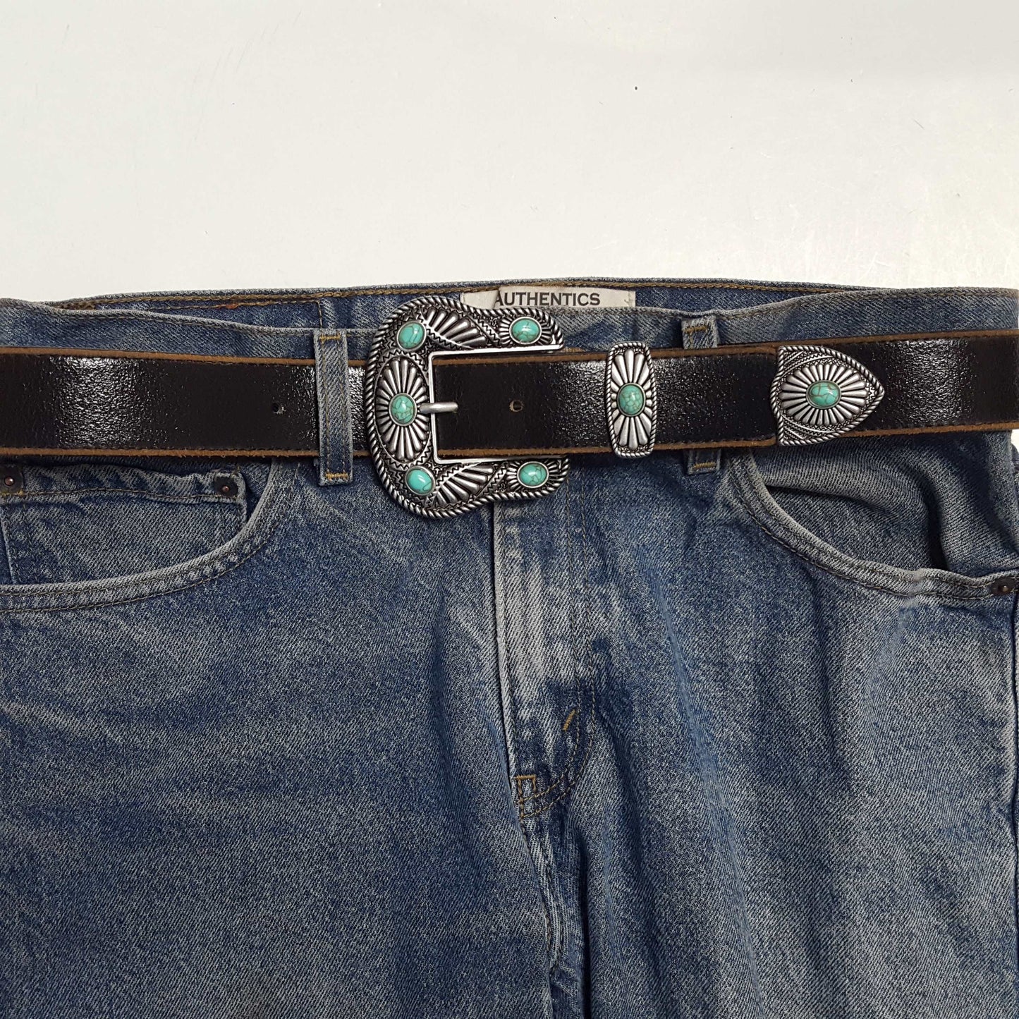 Midnight Turquoise Western Buckle Belt