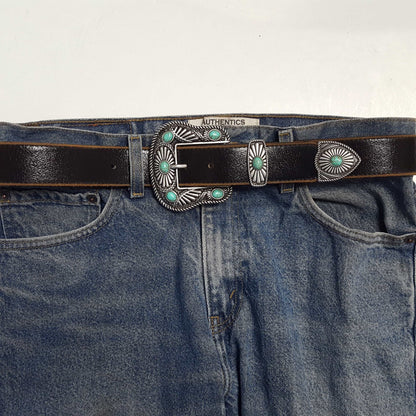 Midnight Turquoise Western Buckle Belt