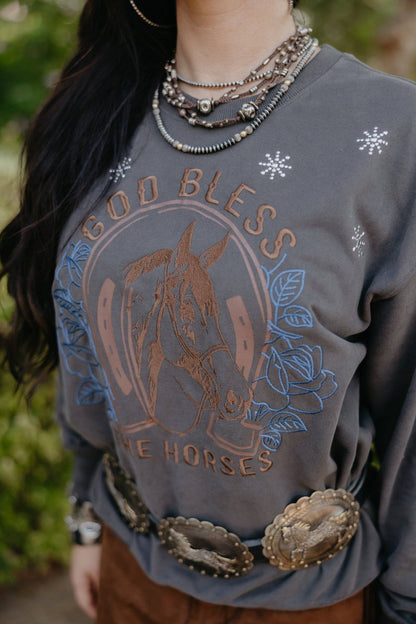 God Bless Horses Pullover "RODEO QUINCY"