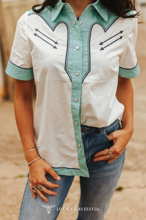 Turquoise Arrow Western Snap Shirt