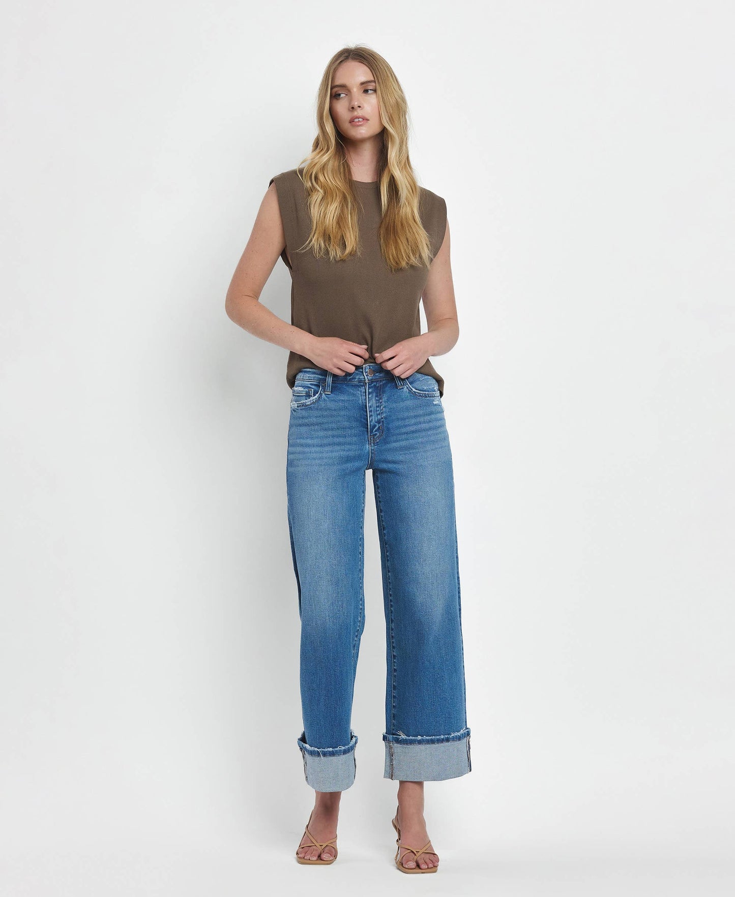 Canyon Cuffed Wide-Leg Jeans