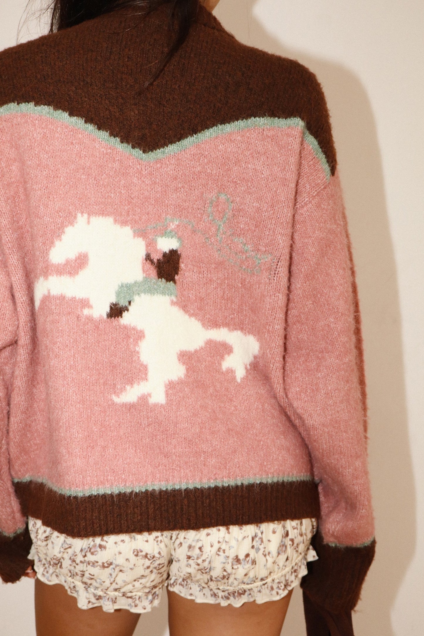 Rodeo Cowboy Knit Sweater – Dusty Pink