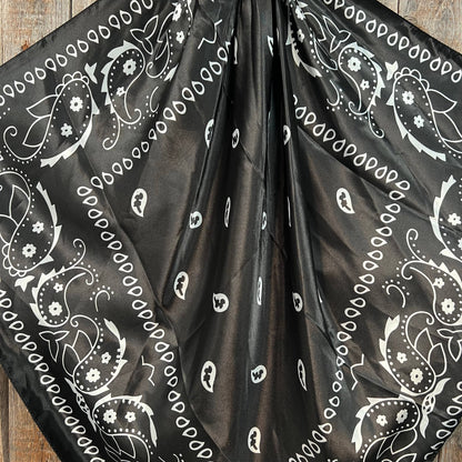 Midnight Paisley Black & White Wild Rag Scarf