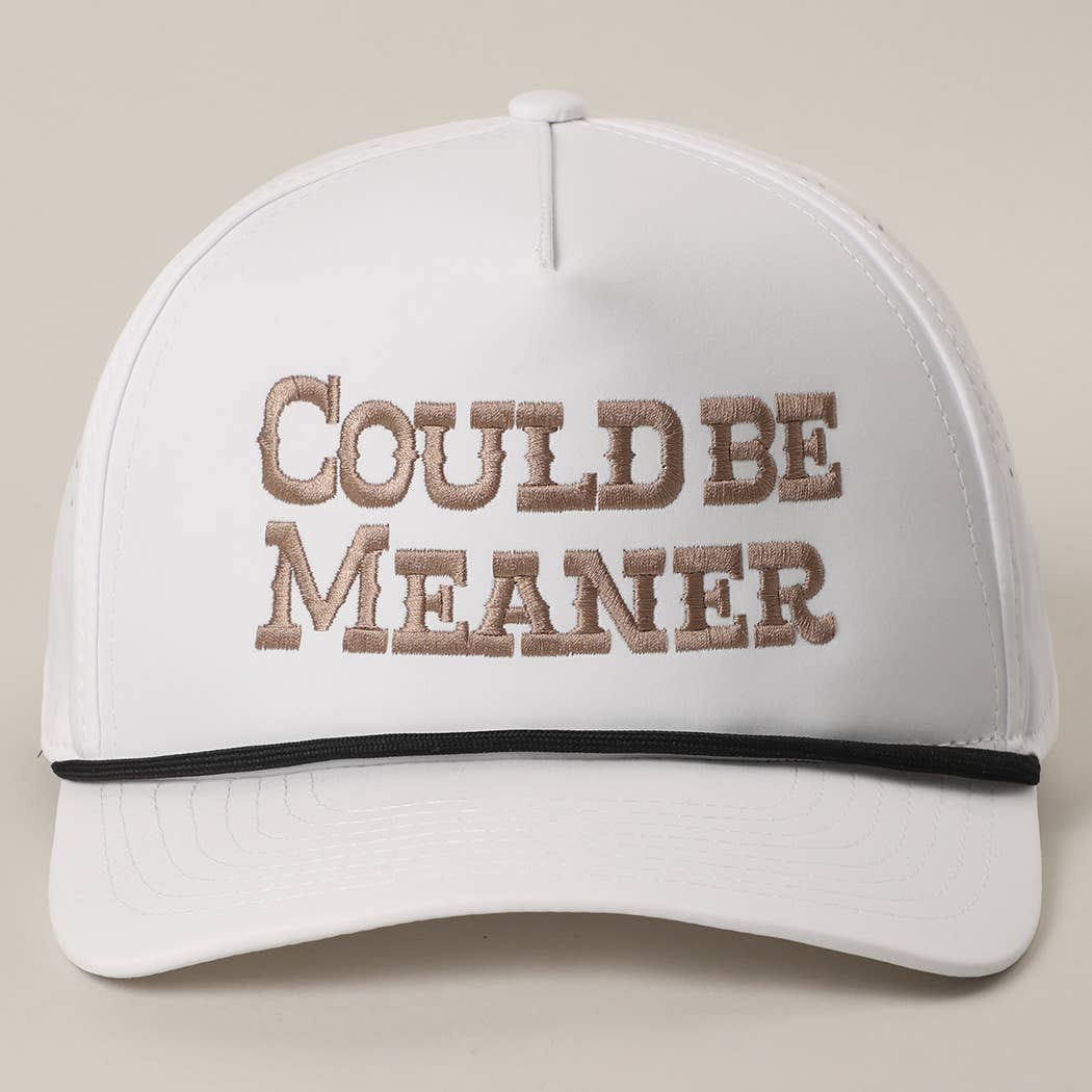 COULD BE MEANER Premium Materials Rope Strap Trucker Hat: WHITE/BEIGE / One Size