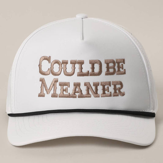 COULD BE MEANER Premium Materials Rope Strap Trucker Hat: WHITE/BEIGE / One Size