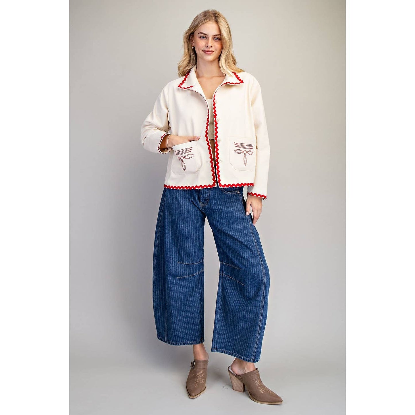 Ric Rac Trim Embroidered Jacket