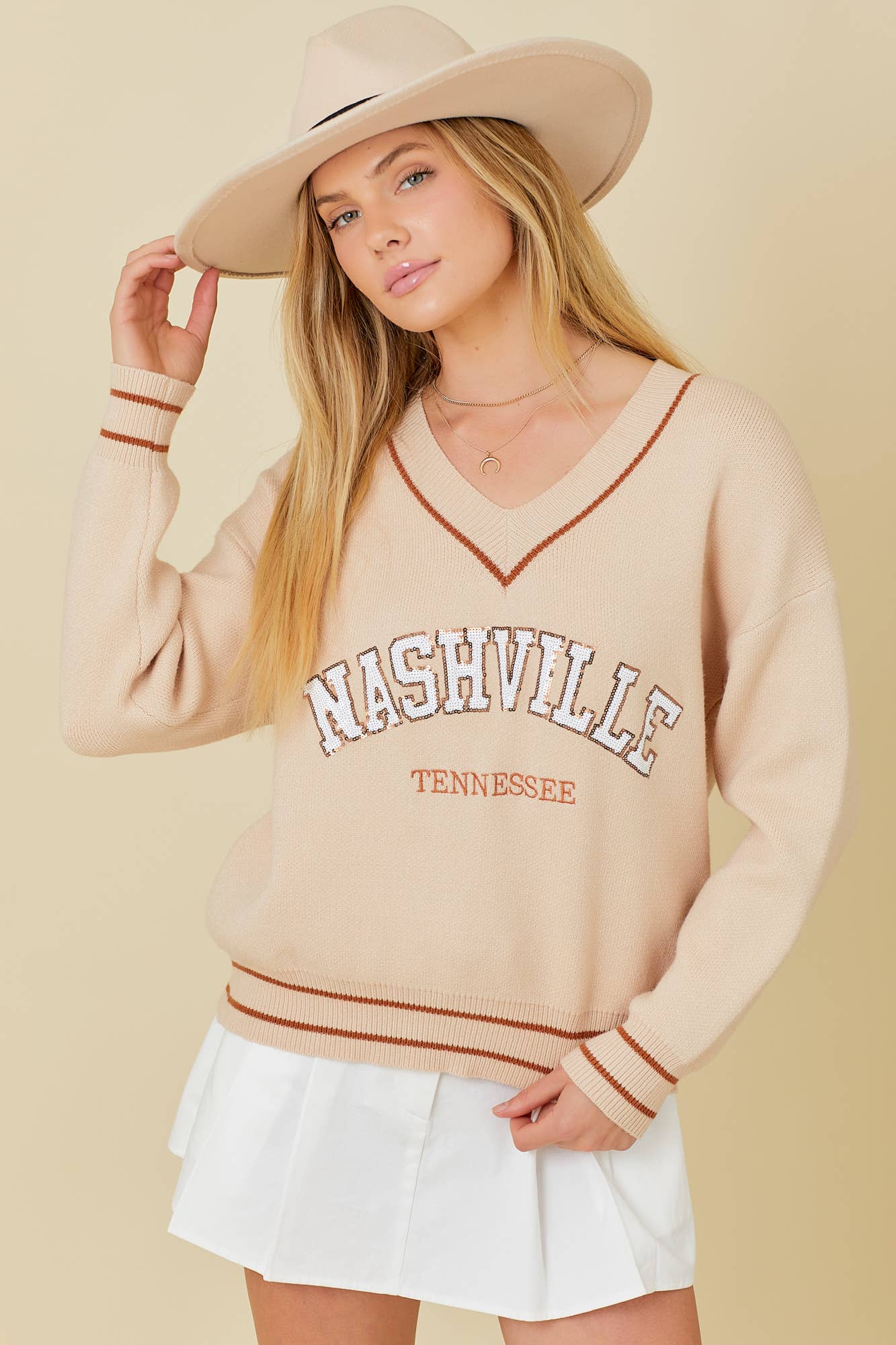 Nashville Varsity V-neck Sweater