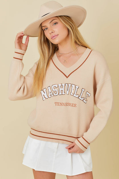 Nashville Varsity V-neck Sweater