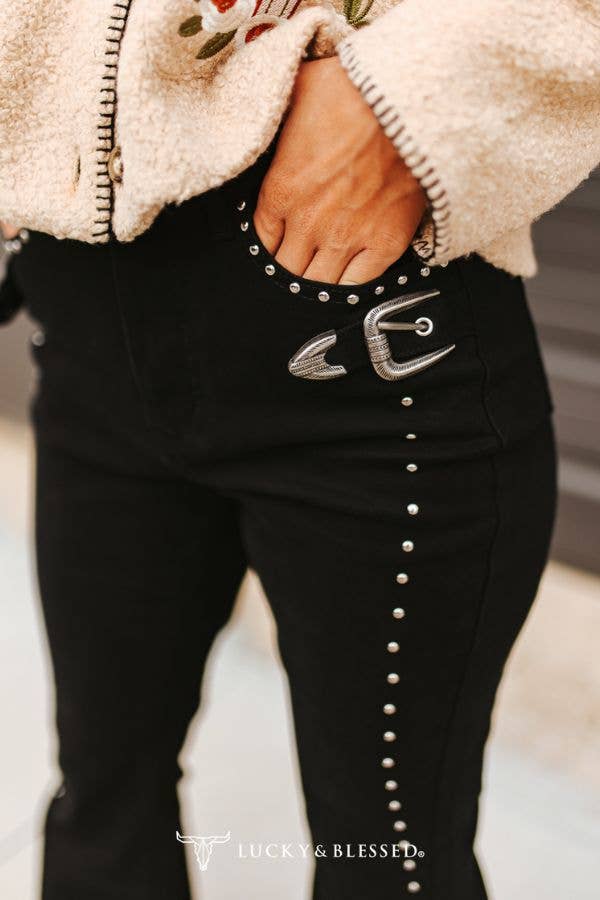 Rebel Heart Studded Flare Jeans
