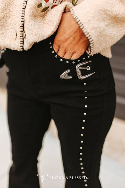 Rebel Heart Studded Flare Jeans