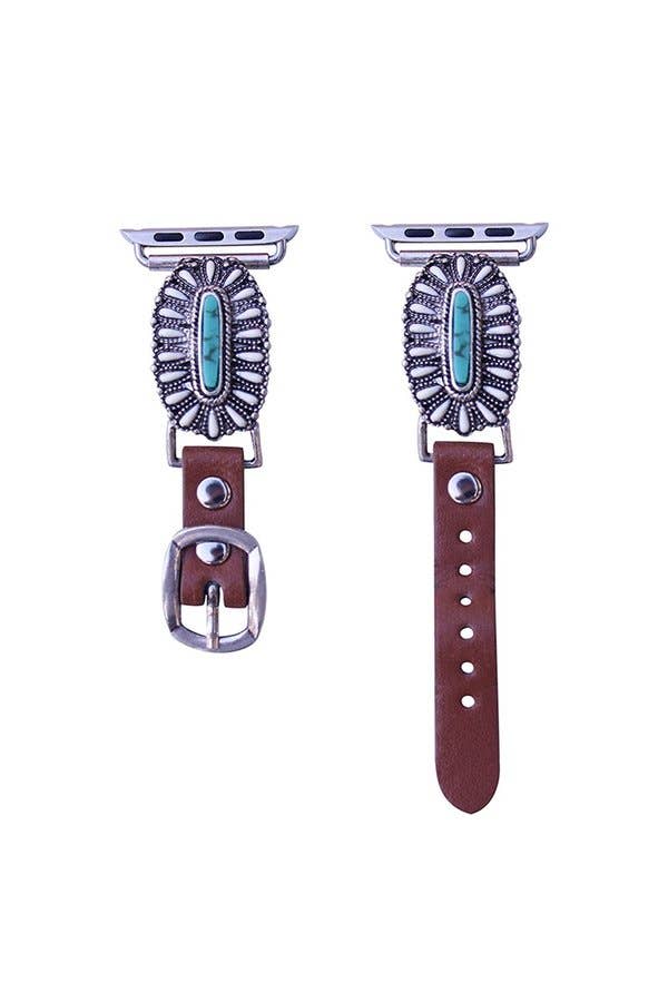 Western Concho Apple Watch Band – Turquoise (Small 38–41mm)