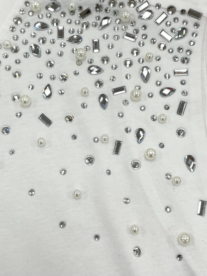 Rhinestone With Pearl Sleeveless Top