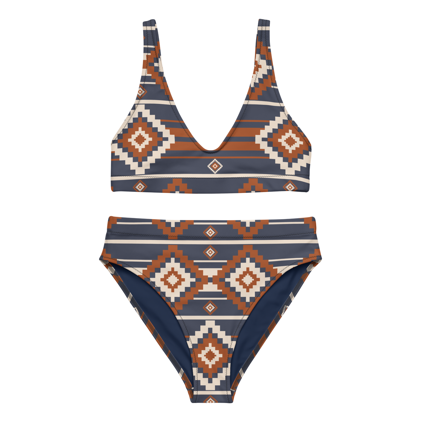 Canyon Breeze High Waisted - Tan & Blue Western Print Bikini