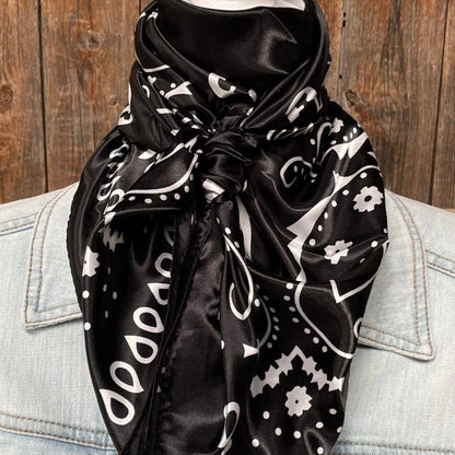 Midnight Paisley Black & White Wild Rag Scarf