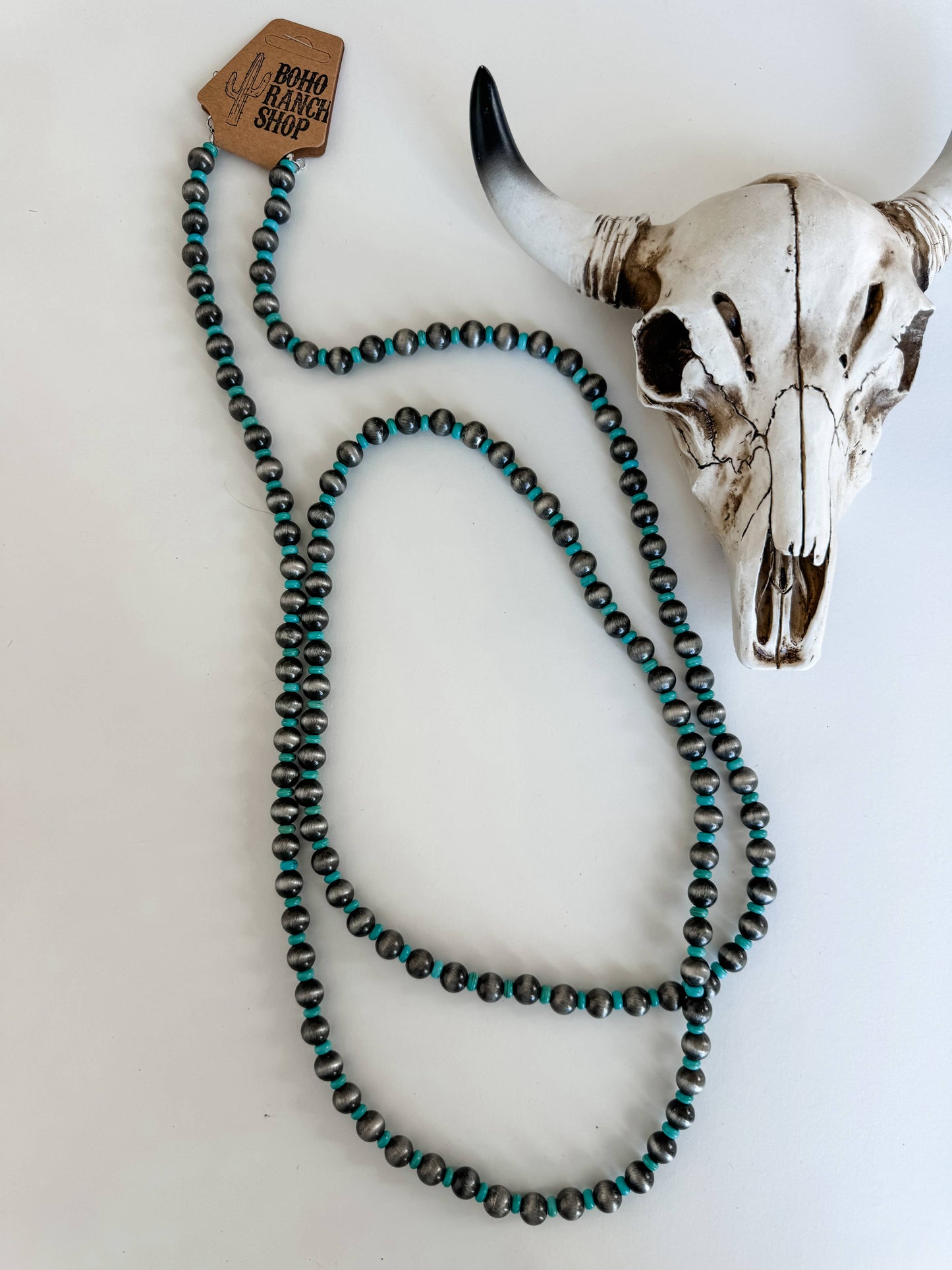 60" Turquoise Navajo Pearl Western Necklace