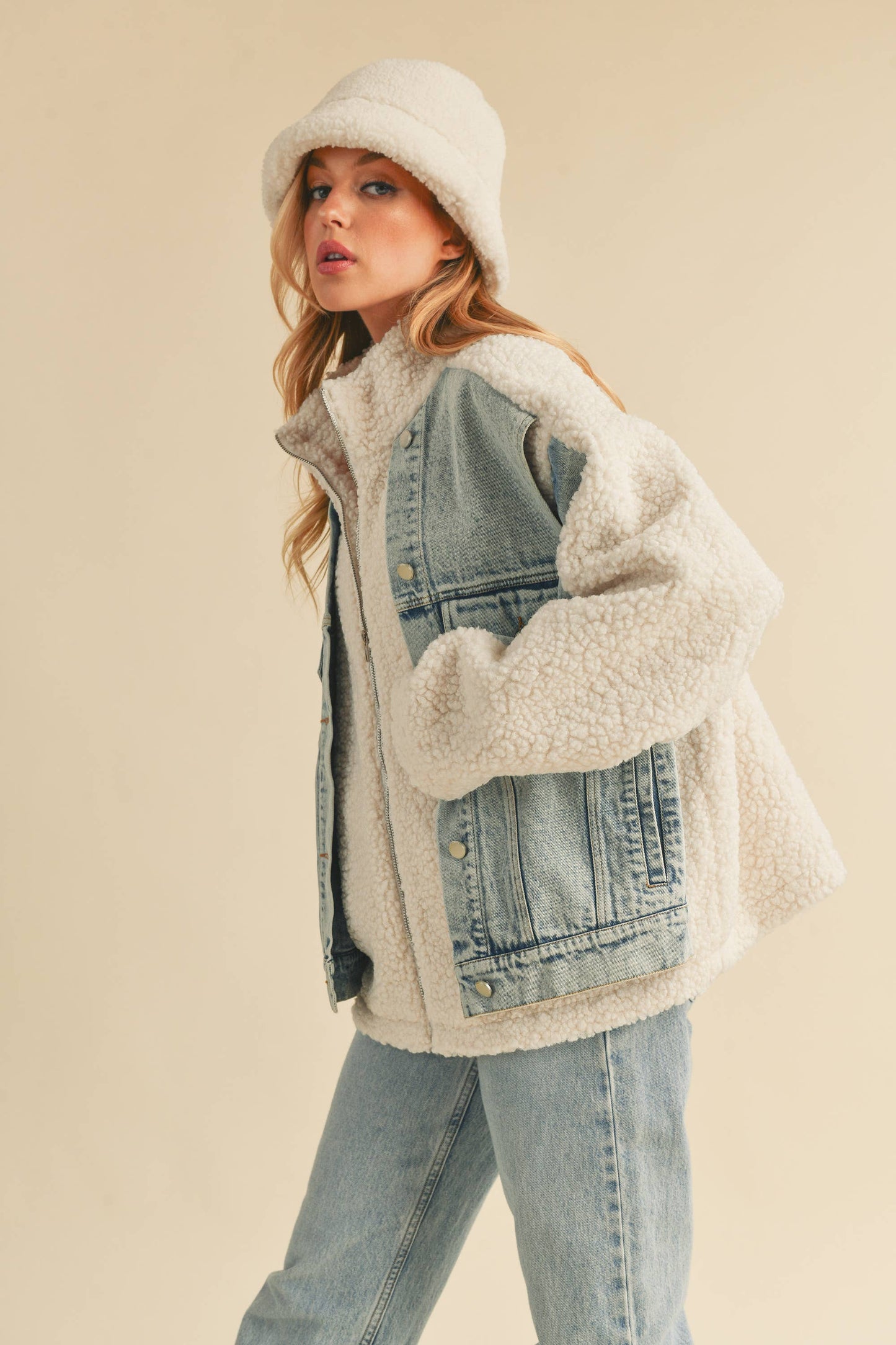 Laid-Back Cowgirl Denim Fleece Jacket