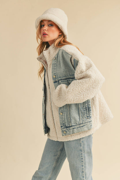 Laid-Back Cowgirl Denim Fleece Jacket