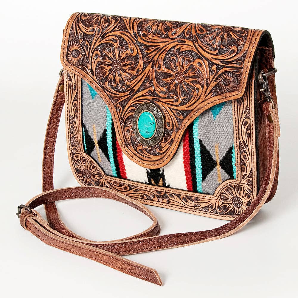 High Desert Turquoise Stone Leather Crossbody