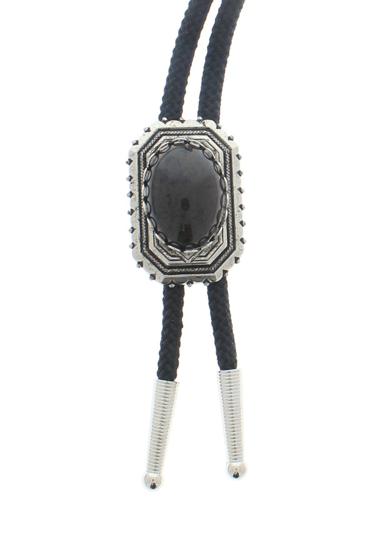 Southwest Bolo Tie – Antique Silver Finish (Brown Stone)