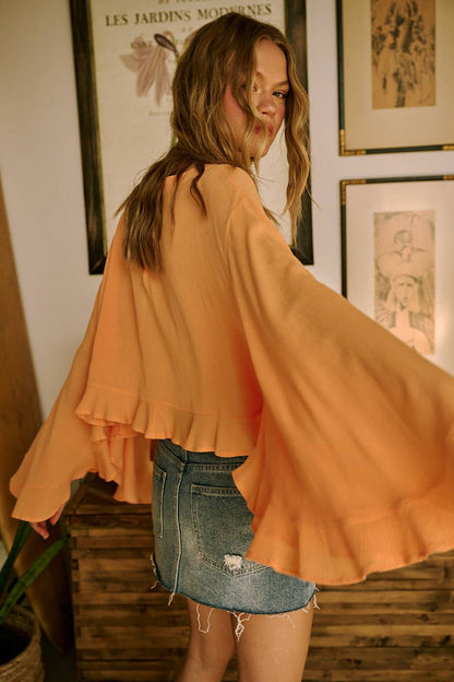 Sorbet Sky Batwing Ruffle Top