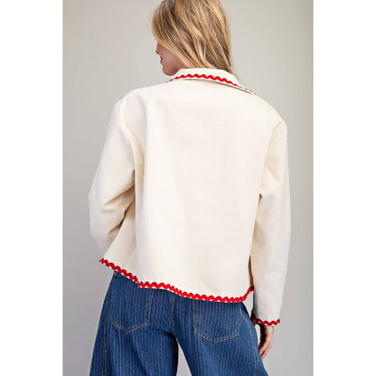 Ric Rac Trim Embroidered Jacket