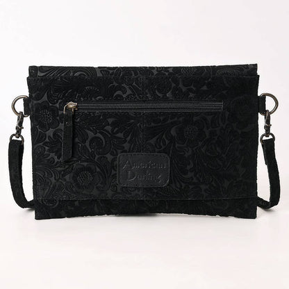 Mini Black Tooled Leather Crossbody