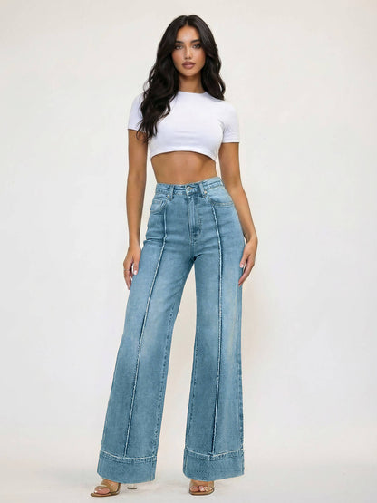 High Noon Pintuck Wide Leg Jeans