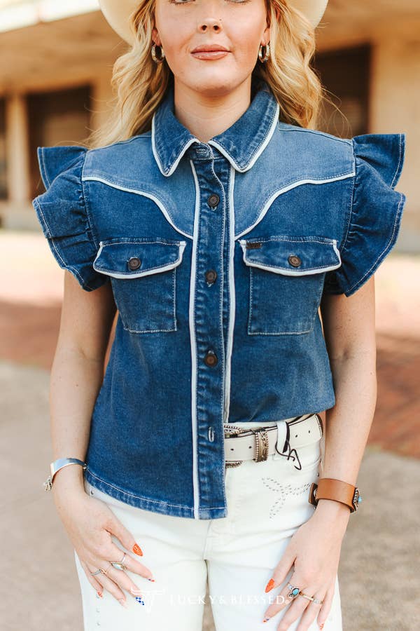 Dark Wash Ruffle Western