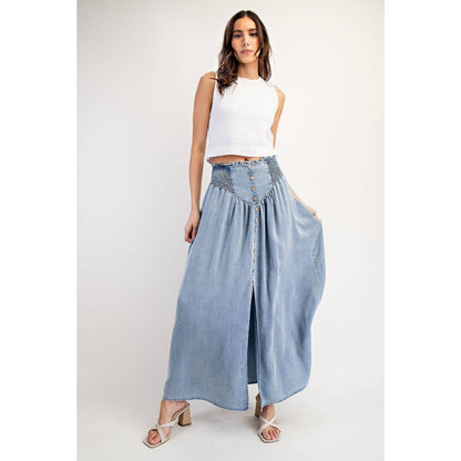 Denim Front Slit Maxi Skir