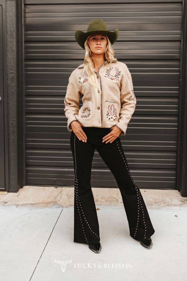 Rebel Heart Studded Flare Jeans
