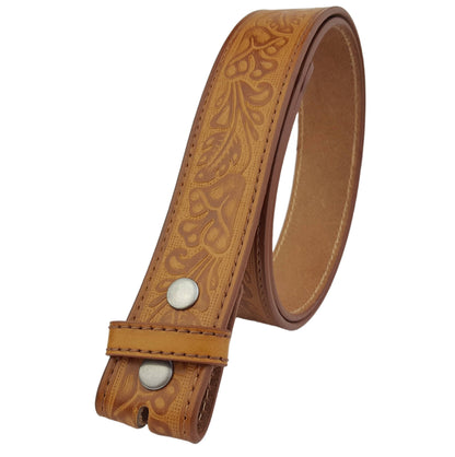 Desert Bloom Snap-On Floral Tooled Belt – Tan