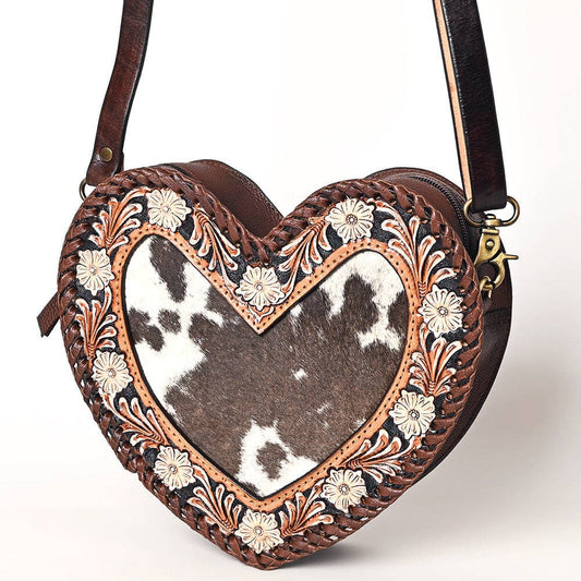 ADBGA476 American Darling Heart-Shaped Cowhide Canteen Tooled Leather Western Purse: ADBGA476