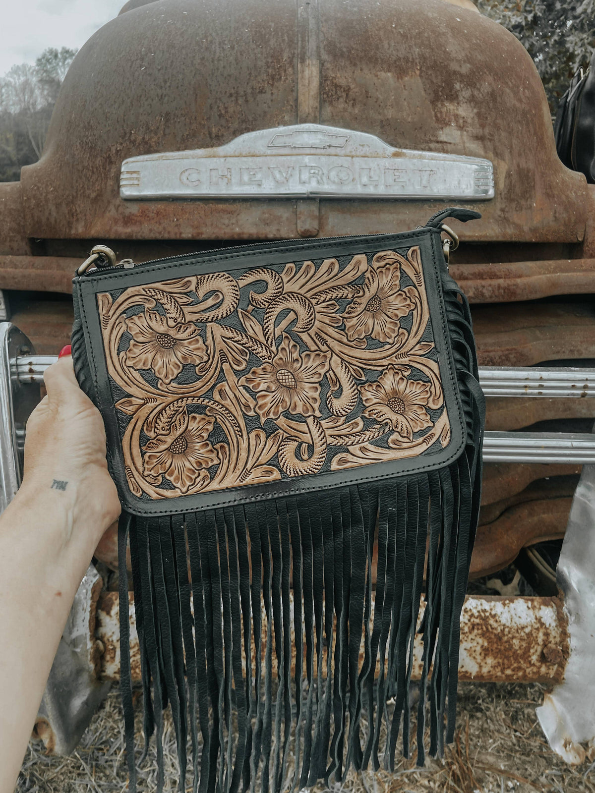 Rio Grande Tooled Leather Purse Crossbody
