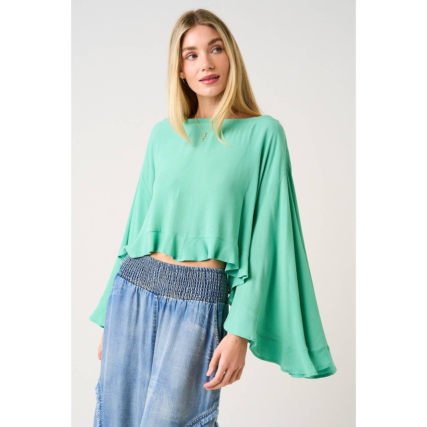 Verdelle Butterfly Sleeve Top