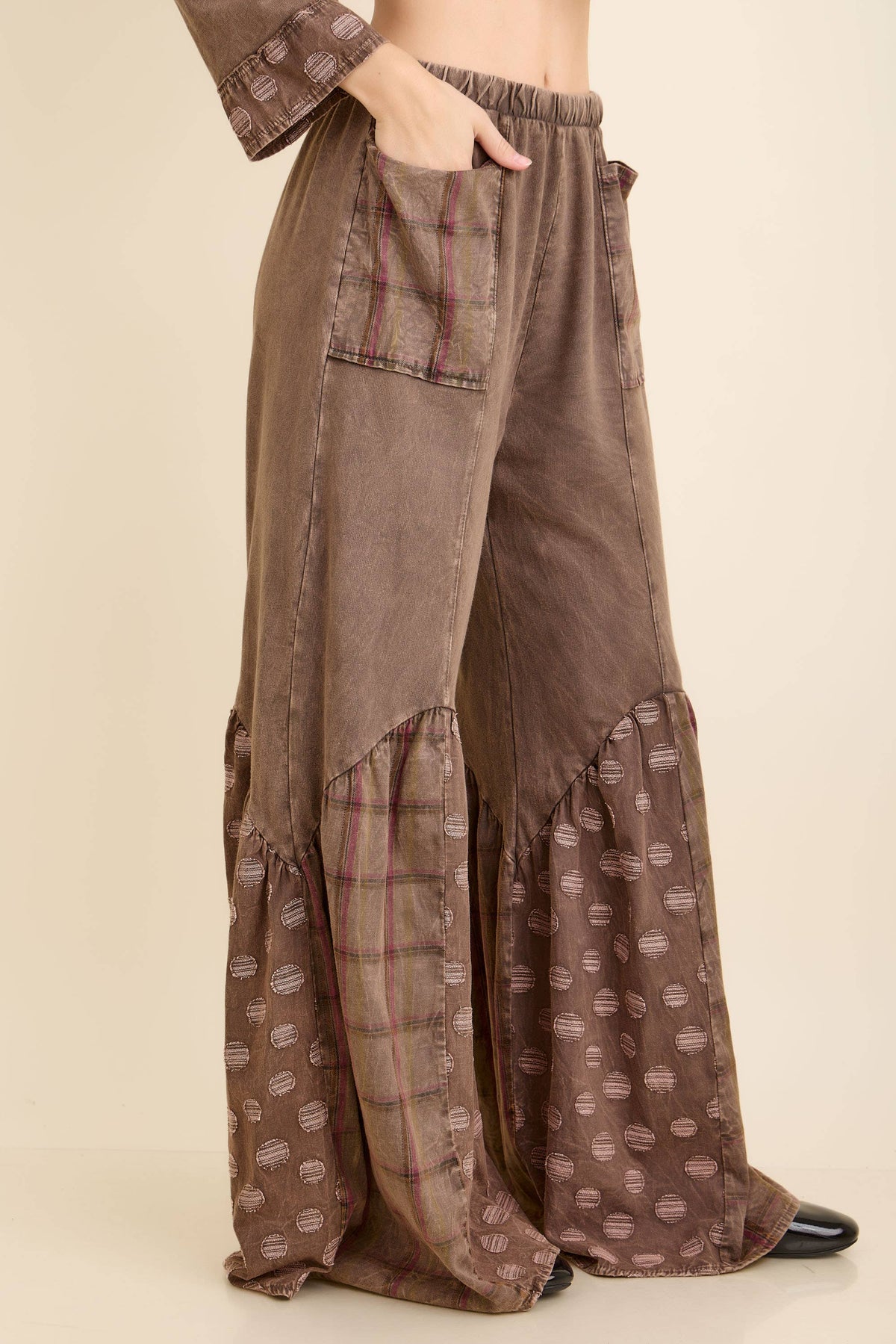 Mineral Washed Boho Patchwork Pants