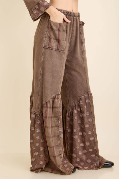 Mineral Washed Boho Patchwork Pants