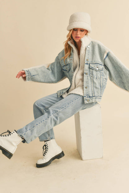 Laid-Back Cowgirl Denim Fleece Jacket