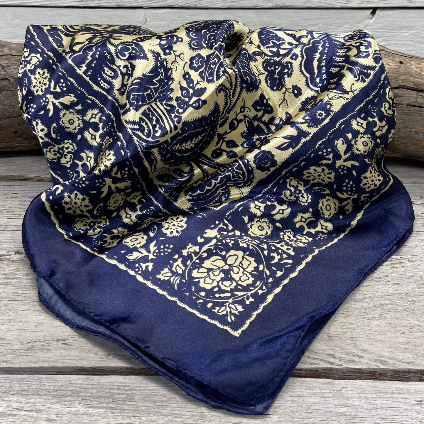 Blue & Cream Paisley Western Wild Rag Scarf