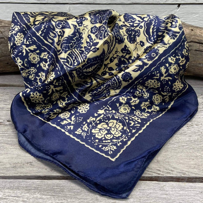 Blue & Cream Paisley Western Wild Rag Scarf