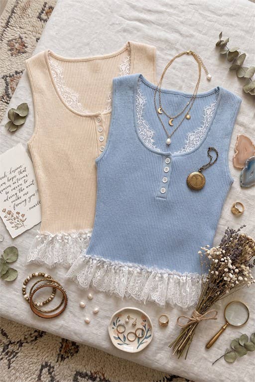 Willow Lace Button Tank