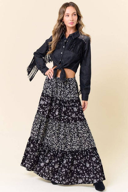 Prairie Bloom Tiered Maxi Skirt