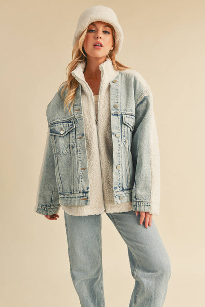 Laid-Back Cowgirl Denim Fleece Jacket