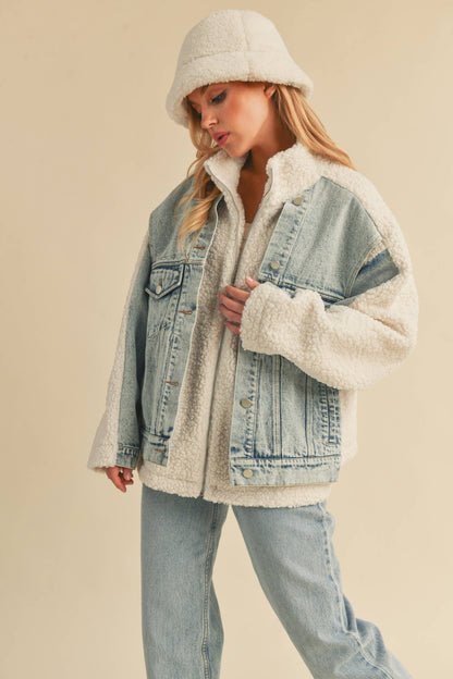 Laid-Back Cowgirl Denim Fleece Jacket