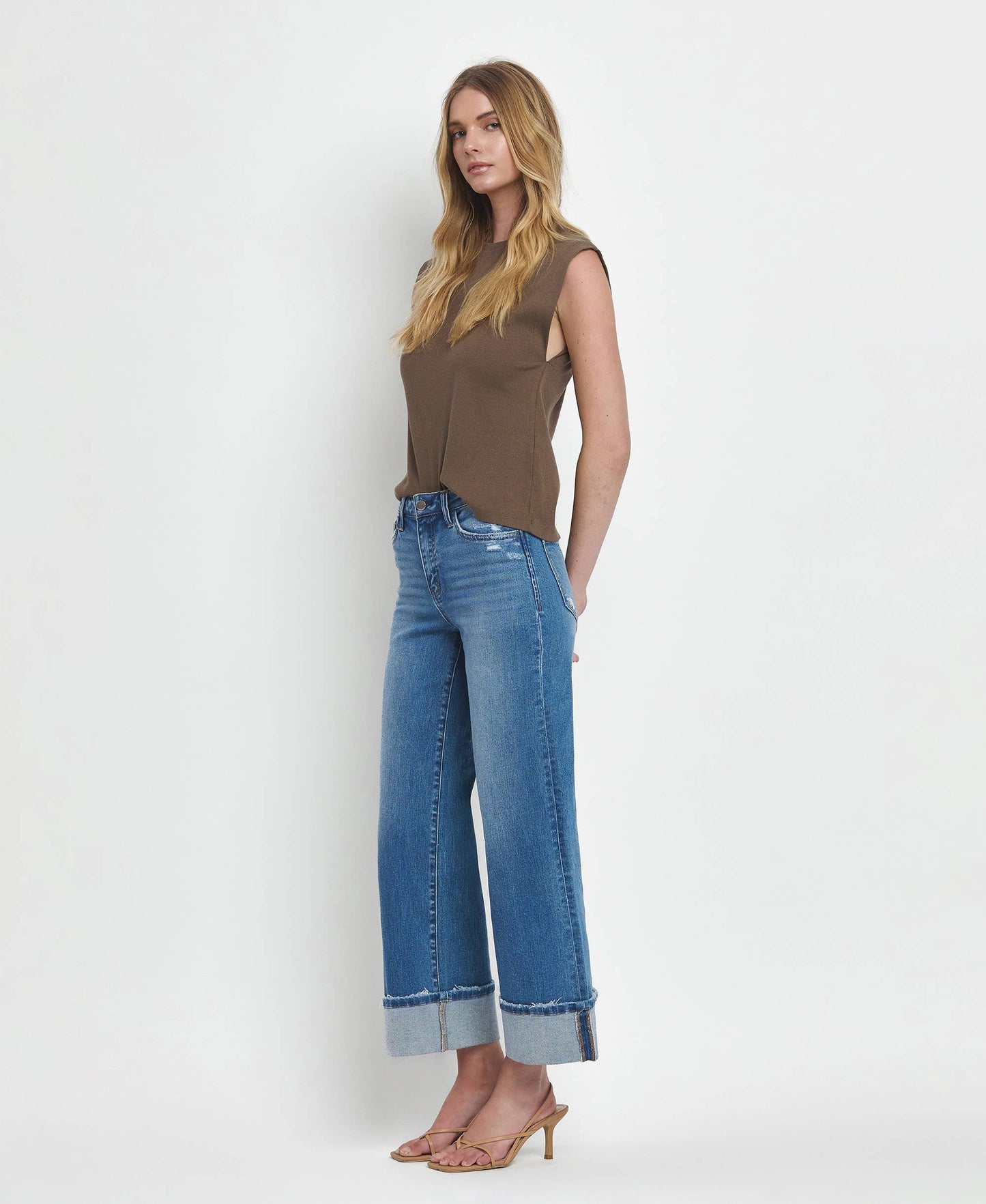 Canyon Cuffed Wide-Leg Jeans