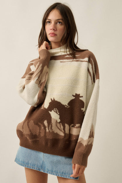 Desert Horizon Jacquard Mock-Neck Sweater