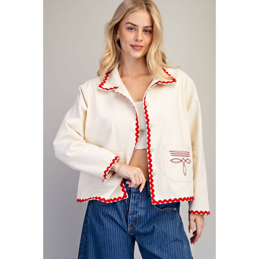 Ric Rac Trim Embroidered Jacket