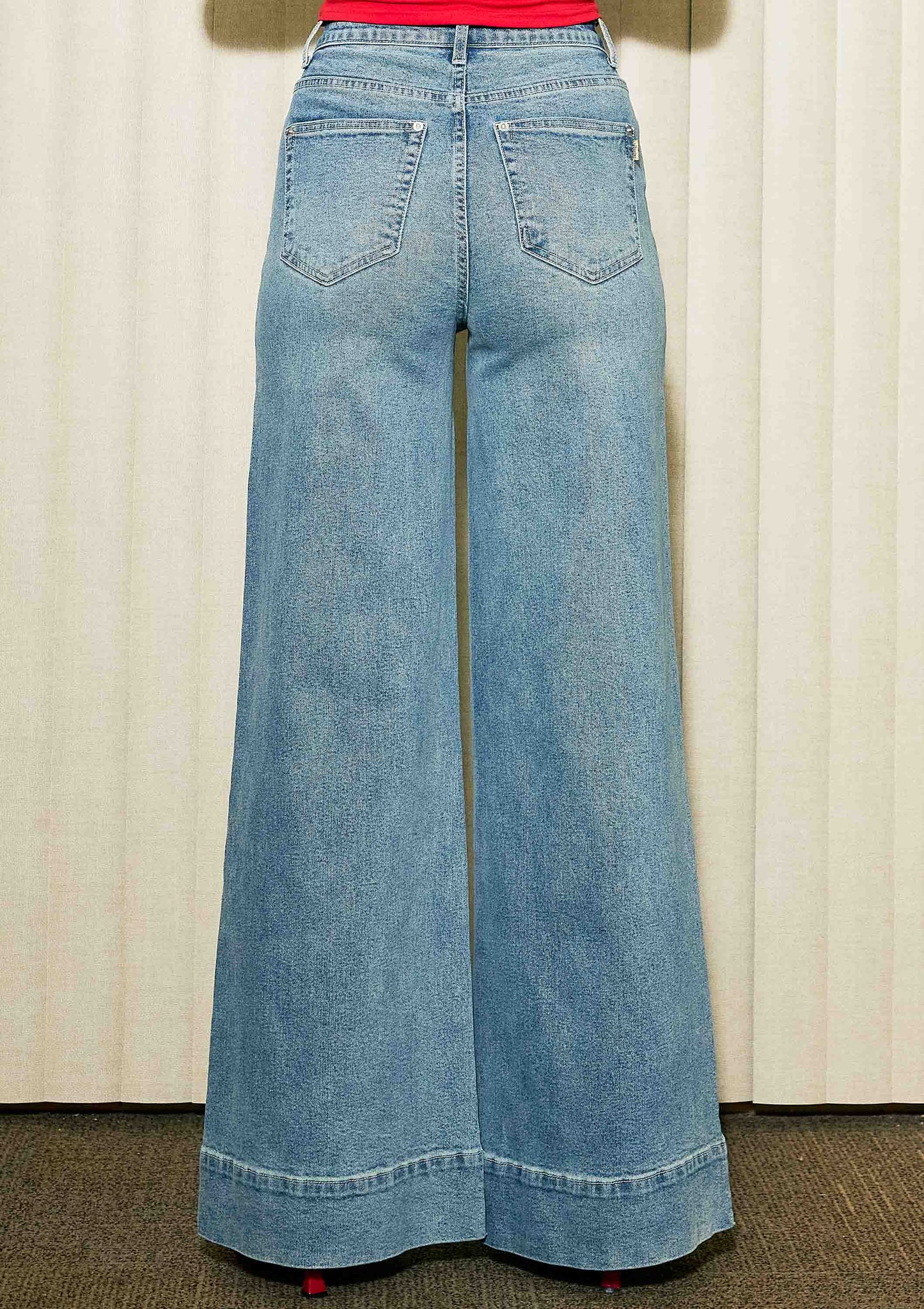 High Noon Pintuck Wide Leg Jeans